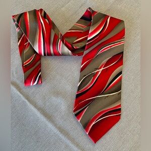Red and Gray 100% Silk Tie Murano Italia